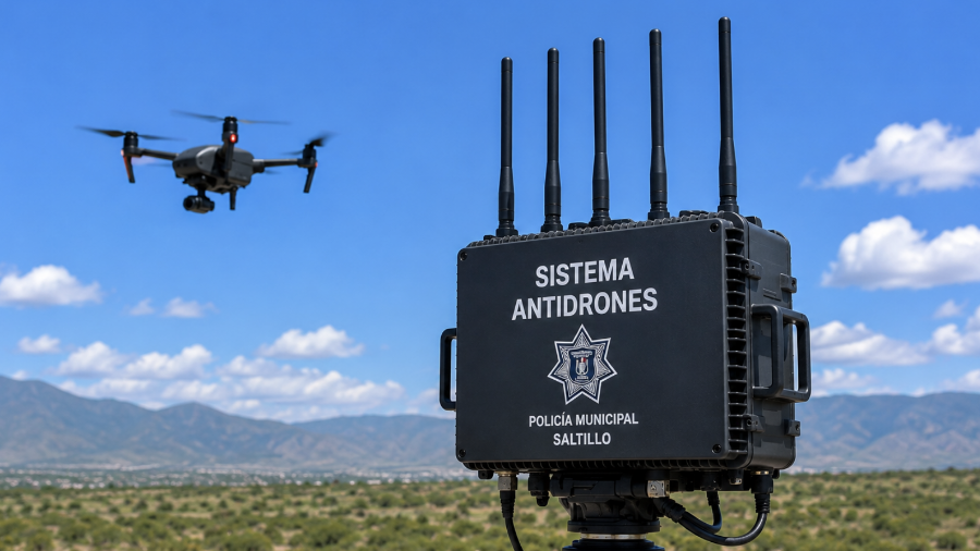 Imagen ilustrativa de un sistema antidrones, tecnología que el Municipio de Saltillo prevé incorporar para reforzar las labores de vigilancia.