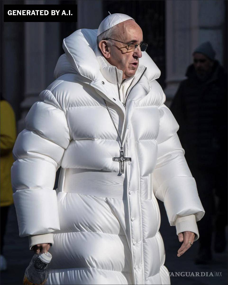 $!Una imagen generada por IA que muestra al Papa Francisco con un abrigo acolchado de Balenciaga.