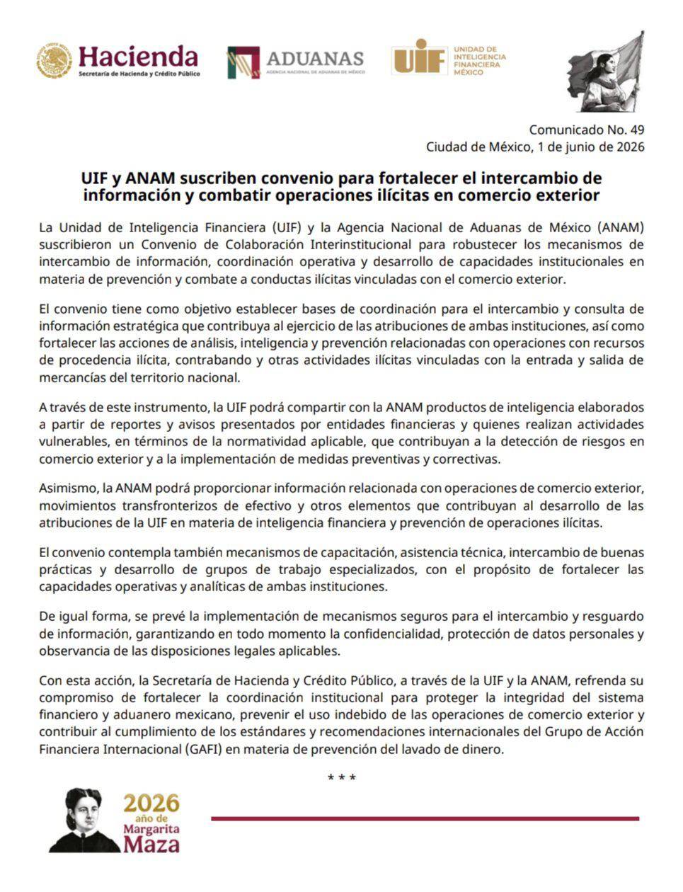 $!UIF y ANAM firman convenio para reforzar combate al contrabando y lavado de dinero