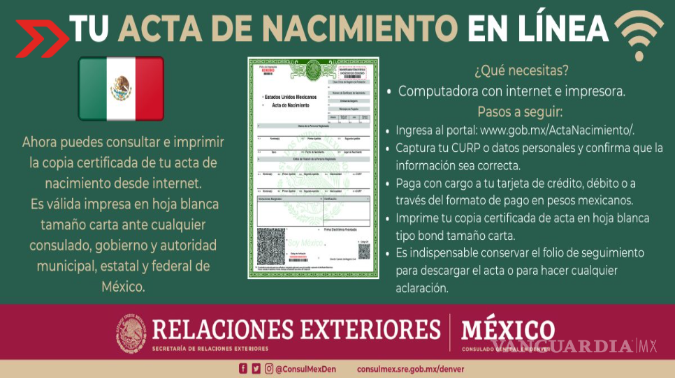 $!Así puedes imprimir la copia del Acta de Nacimiento certificada con el nuevo formato