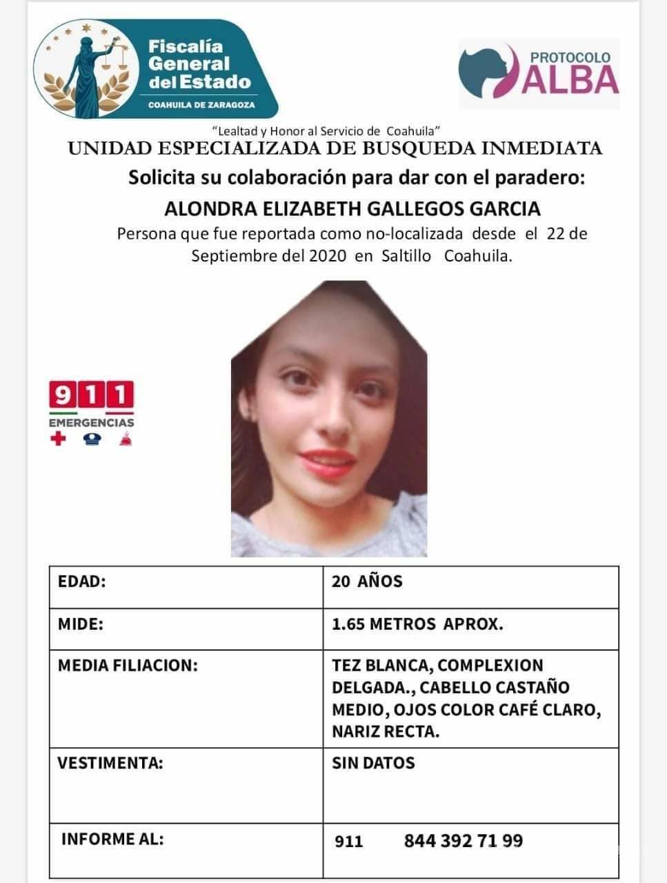 $!Aún sin rastro de Alondra Elizabeth, joven desaparecida en Saltillo