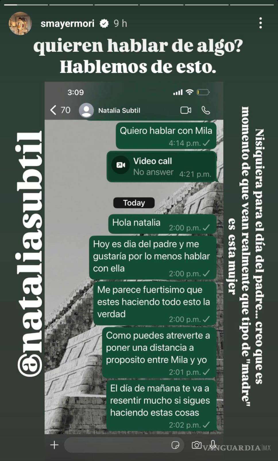 $!El actor publicó una captura de pantalla donde Subtil no responde a su petición de contacto con Mila.