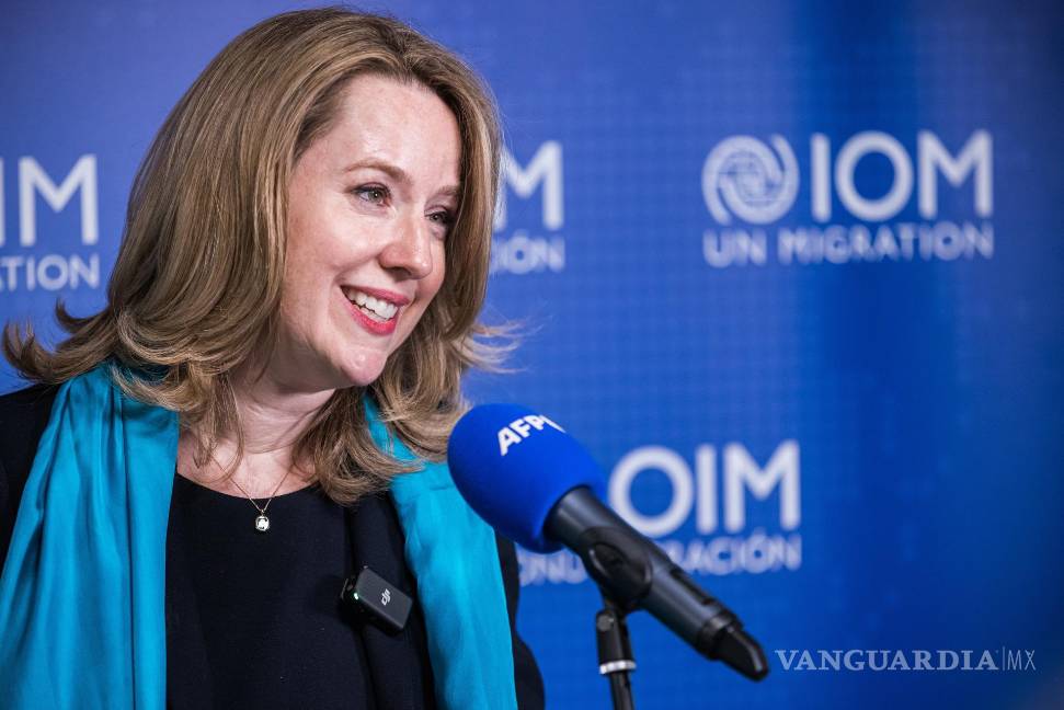 $!La recién elegida directora general de la OIM) Amy Pope, habla durante una conferencia de prensa en Ginebra, Suiza.