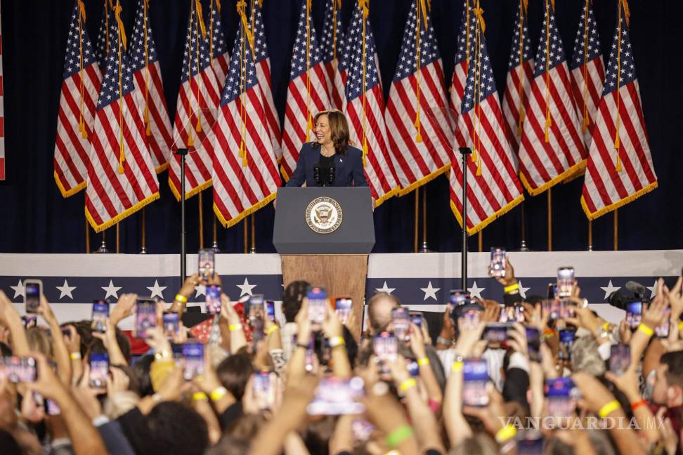 $!La vicepresidenta estadounidense, Kamala Harris, habla en un evento de campaña en West Allis, Wisconsin.