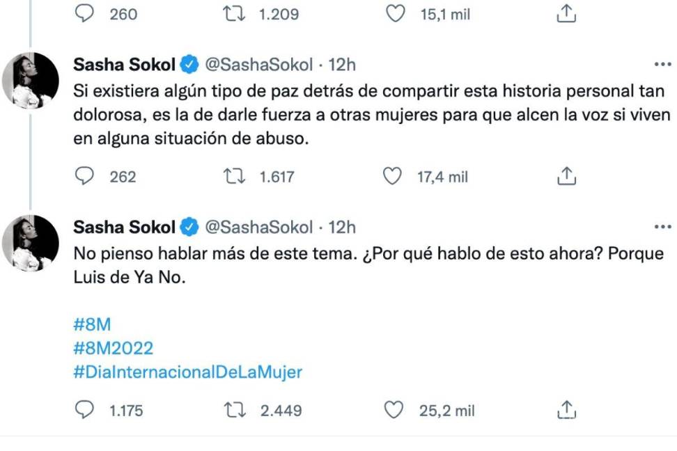 $!En el marco del Día Internacional de la Mujer, Sasha Sokol alzó la voz sobre el abuso que sufrió cuando tenía 14 años.
