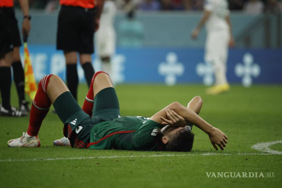 $!Jugador de México reacciona en un partido de la fase de grupos del Mundial de Fútbol Qatar 2022 entre Arabia Saudita y México en el estadio Lusail.