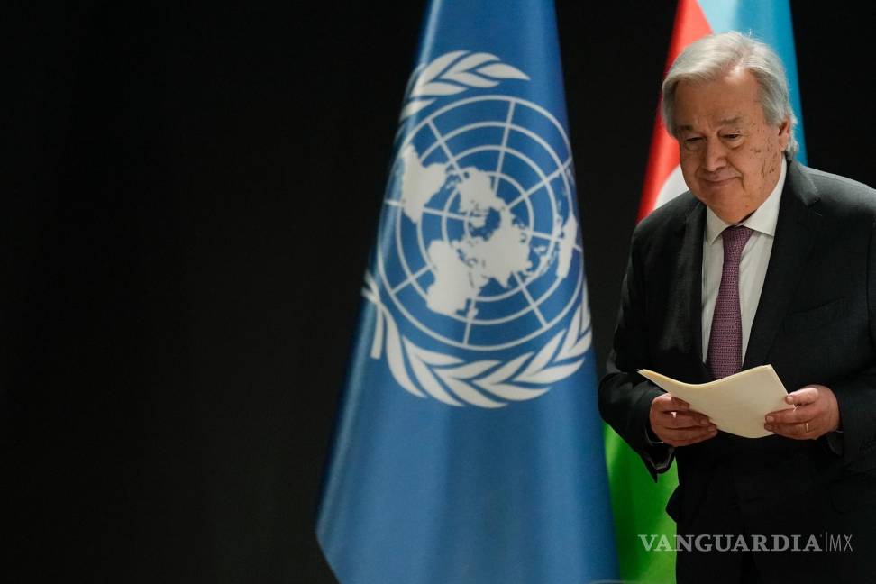 $!Antonio Guterres, secretario general de Naciones Unidas, durante la Cumbre Climática de la ONU (COP29) en Bakú, Azerbaiyán.