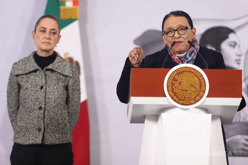 $!Rosa Icela Rodríguez, secretaria de Gobernación, durante su participación en la mañanera del pueblo realizada en Palacio Nacional.