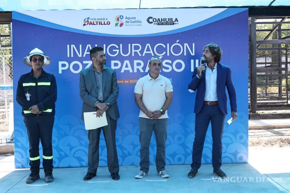 $!José Iván Vicente, gerente de Aguas de Saltillo, durante la inauguración del nuevo pozo Paraíso 3.