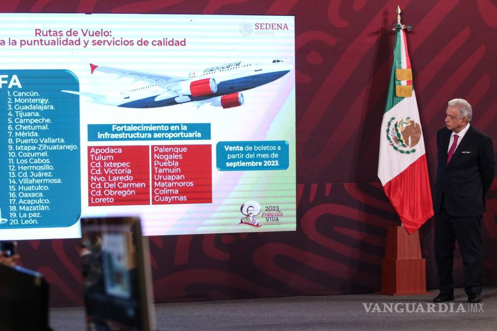 $!Andrés Manuel López Obrador, presidente de México, durante conferencia de prensa donde se destacó el anuncio de la aerolínea Mexicana.