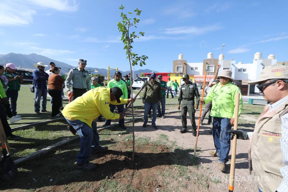 $!Integrantes del Ejército Mexicano y la Guardia Nacional participaron en la plantación de árboles, mostrando el respaldo del Gobierno Federal.