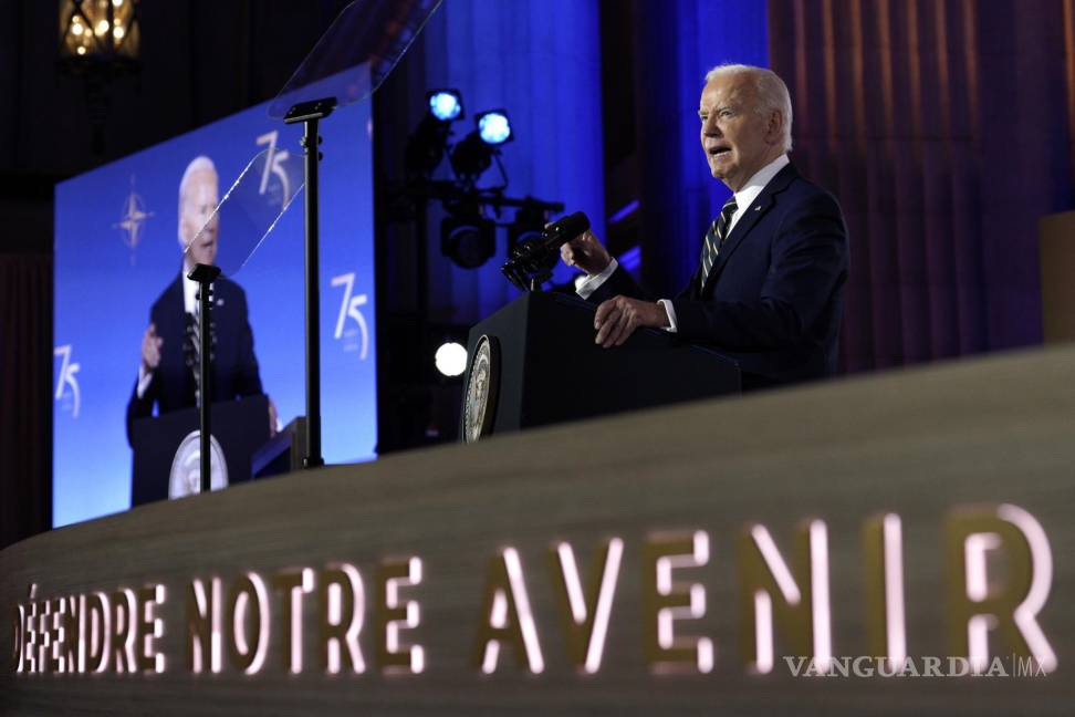 $!Este martes por la tarde, el presidente Joe Biden participó en las celebraciones por el 75 aniversario de la OTAN, en Washington.