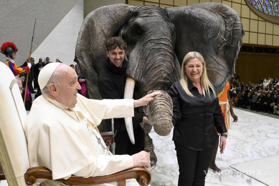 $!Dos elefantes robóticos y un circo con temática africana han sido los protagonistas este miércoles en la audiencia general del papa Francisco.