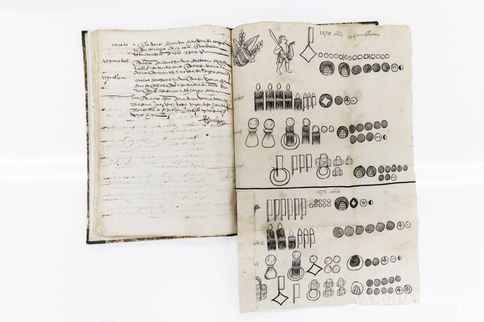 $!Una de las páginas del códice de San Salvador Huejotzingo, uno de los seis manuscritos pictóricos existentes del centro de México que datan del siglo XVI.