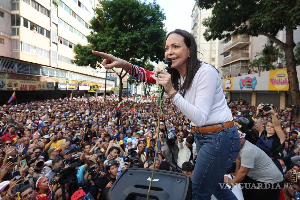 $!La ganadora del Premio Nobel de la Paz, la líder opositora de Venezuela María Corina Machado, en un evento de campaña en Venezuela,