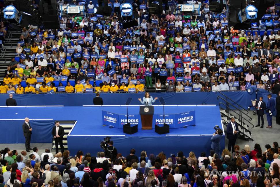 $!La vicepresidenta Kamala Harris habla durante un mitin de campaña, el martes 30 de julio de 2024, en Atlanta.