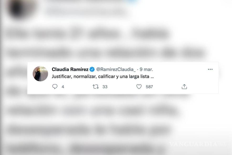 $!Aunque Claudia Ramírez borró los primeros tuits, sí se refirió al tema con algunas palabras.