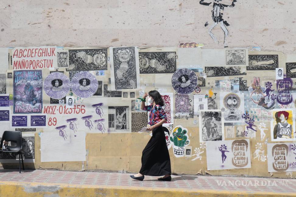 $!‘Muro Violeta’, la intervención artística para la concientización sobre la violencia de género en el Museo de Artes Graficas de Saltillo