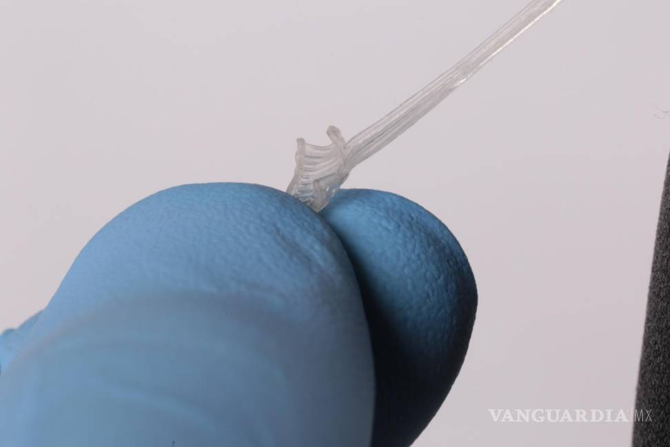 $!Los dedos sostienen el manguito suave y flexible del dispositivo, que se envuelve suavemente alrededor del nervio sin necesidad de suturas.