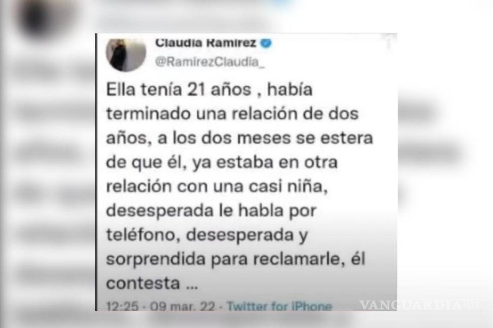$!Claudia Ramírez inició su relato en tercera persona, y habló de que ella tenía 21 años cuando Luis de Llano y ella terminaron después de 2 años de relación.