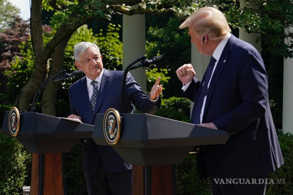 $!El presidente de México, Andrés Manuel López Obrador y el presidente de Estados Unidos, Donald Trump, ofrecen una conferencia de prensa en la Casa Blanca.