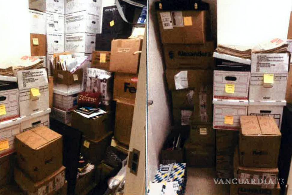 $!Esta imagen, contenida en el informe del fiscal especial Robert Hur, muestra cajas en un armario de almacenamiento en el Centro Penn Biden en Washington.