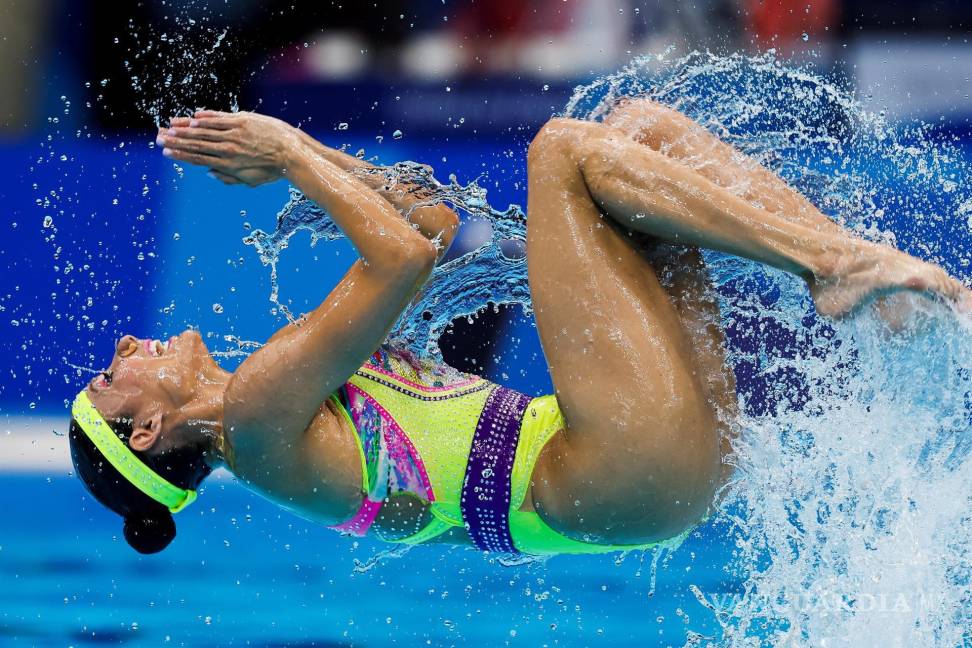 $!Nuria Diosdado y Joana Jiménez de México se presentan en el Preliminar Técnico Artístico de Natación Dúo Femenino durante los eventos de Natación Artística de los Juegos Olímpicos de Tokio 2020. EFE