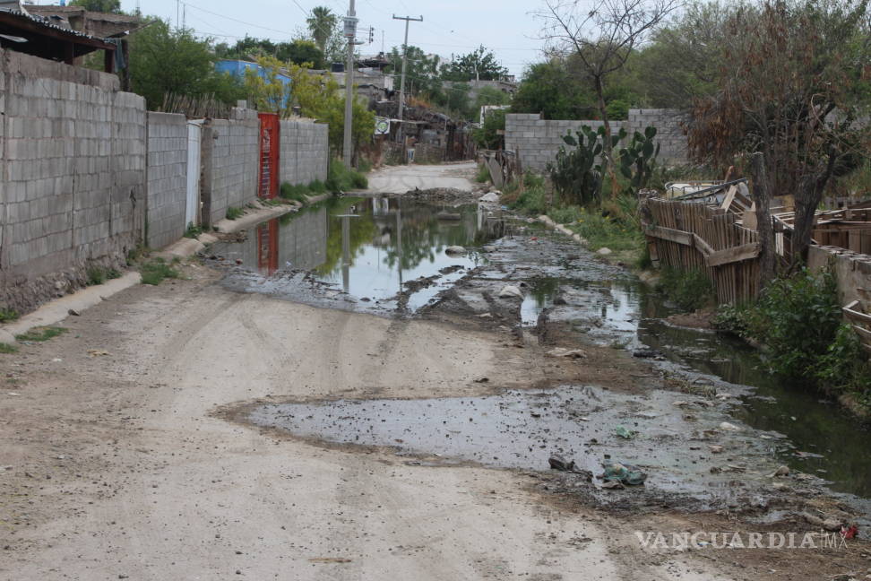 $!Vecinos de Hormiguero, entre aguas negras y desechos a causa de drenaje