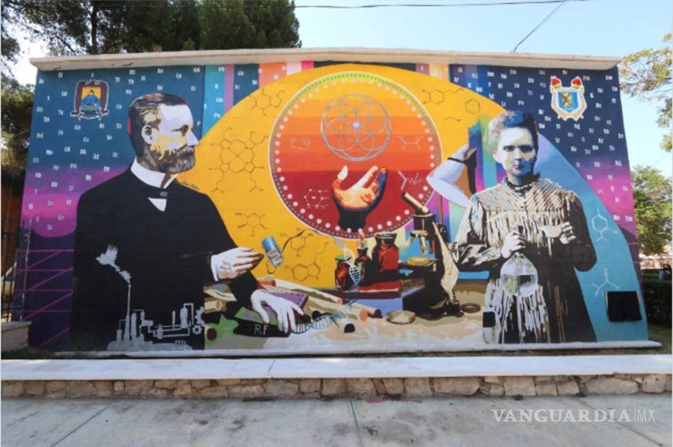 $!“Guías del Universo”, mural colectivo de 2020 en la Facultad de Ciencias Químicas, exalta el conocimiento científico y su conexión cósmica.