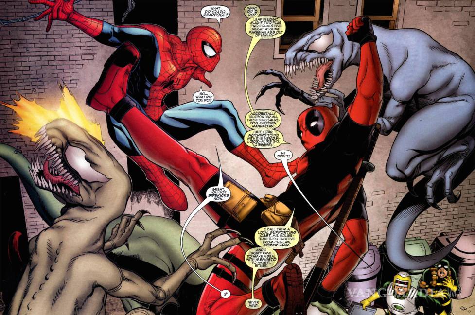 $!Deadpool y Spider-Man se burlan de Batman y Superman