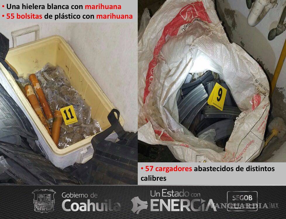 $!Aseguran pesado arsenal y droga en Piedras Negras