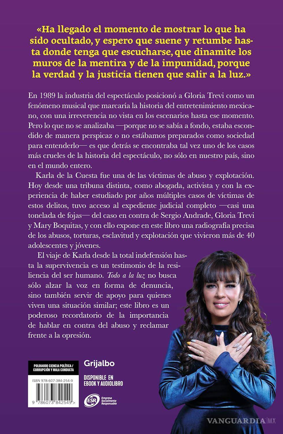 $!Gloria Trevi pierde batalla contra el IMPI; libro ‘Todo a la luz’, donde una víctima habla sobre el Clan Trevi-Andrade, circulará libremente