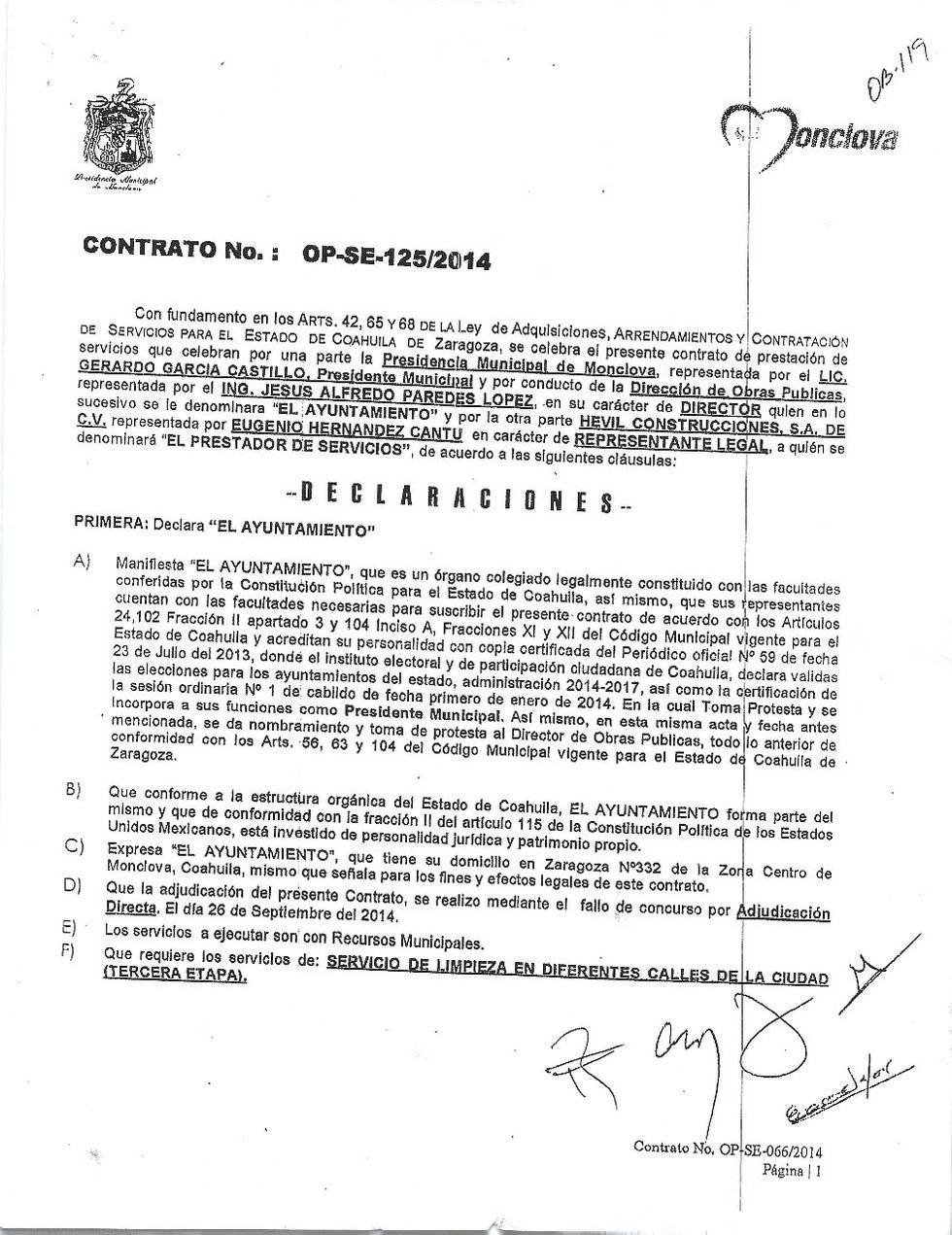 $!Alfredo Paredes, alcalde de Monclova entrega 90 mdp a su constructora favorita, Hevil Construcciones