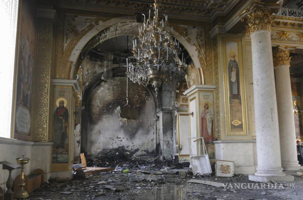 $!La Catedral de la Transfiguración, una de las iglesias ortodoxas más importantes y grandes de Odesa, sufrió graves daños.
