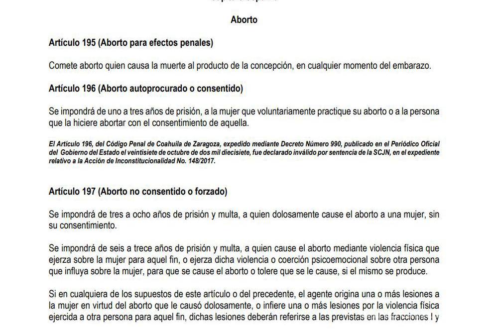 Oficial: el aborto quedó despenalizado en Coahuila; modifican Código Penal