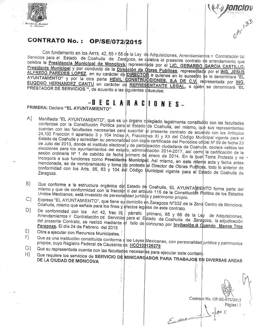 $!Alfredo Paredes, alcalde de Monclova entrega 90 mdp a su constructora favorita, Hevil Construcciones