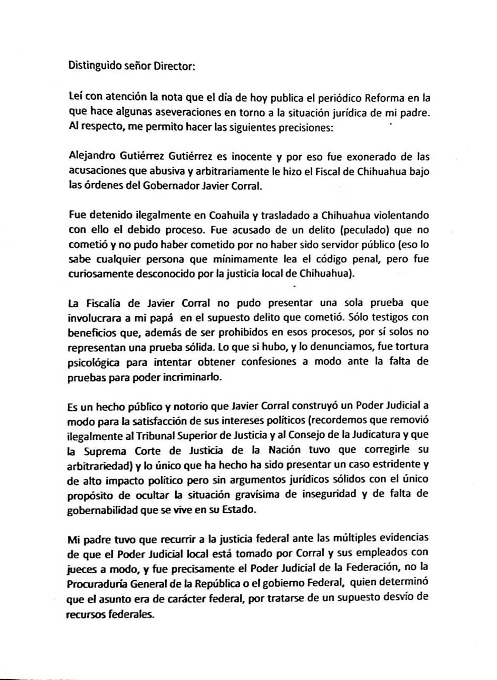 $!Rompe el silencio hija de Alejandro Gutiérrez sobre el proceso judicial de su padre