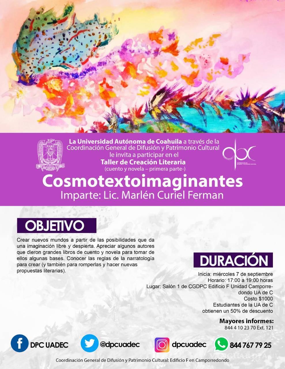 $!Marlén Curiel-Fermán impartirá un taller de creación literaria.