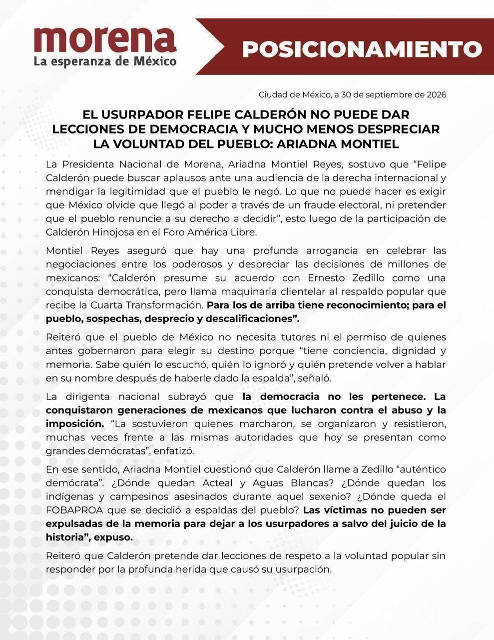 $!Ariadna Montiel llama ‘usurpador’ a Felipe Calderón y ‘gran traidor’ a Vicente Fox
