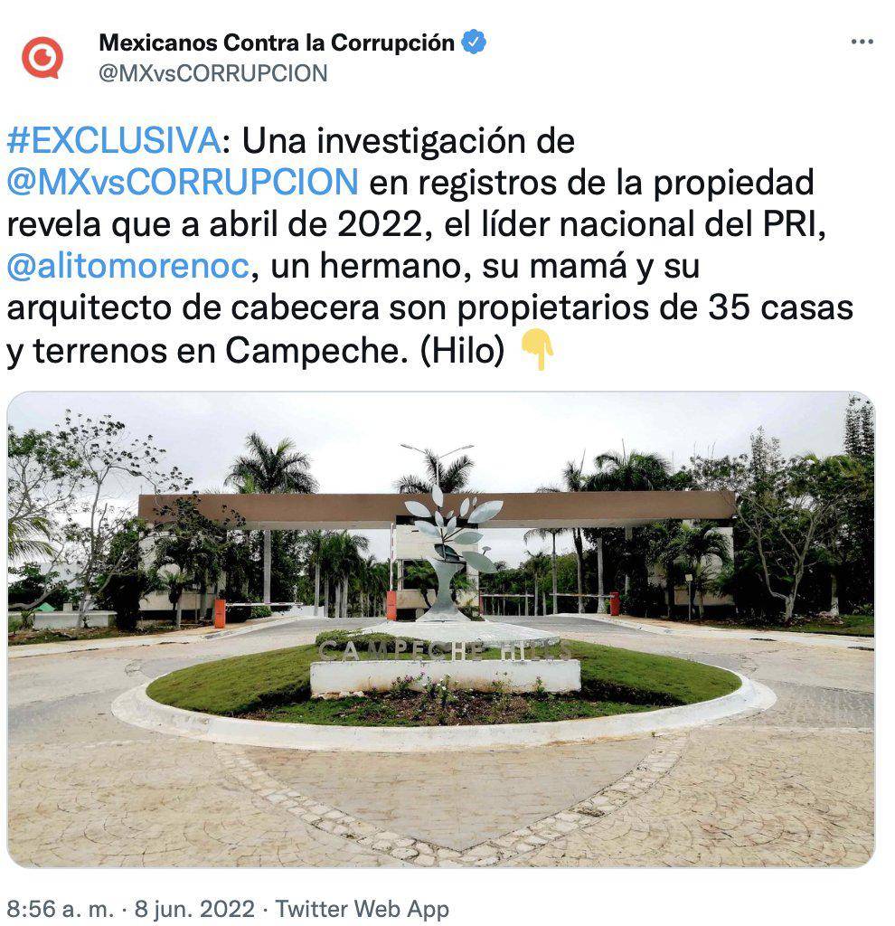 $!MCCI exhibe adquisición de propiedades de Alito Moreno y familia.