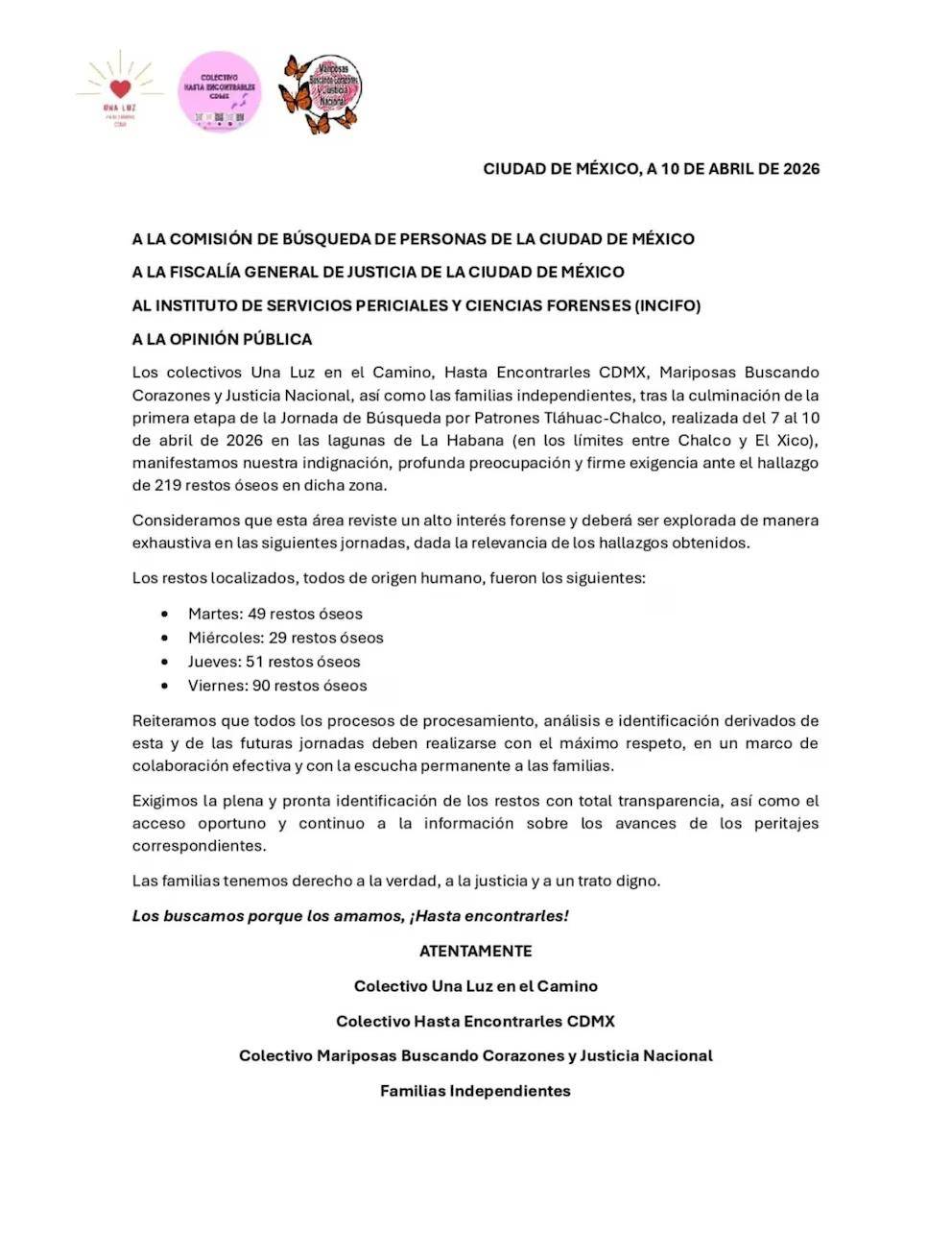 $!Colectivos reportan hallazgo de 219 restos óseos humanos en zona limítrofe entre Tláhuac y Chalco