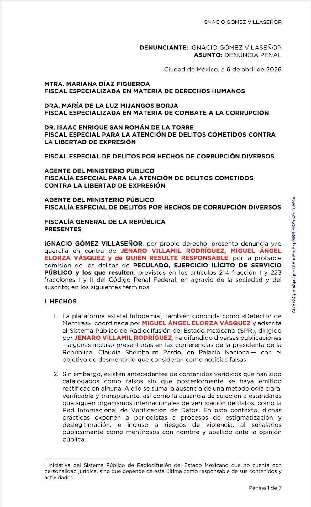 $!Denuncian ante la FGR a Jenaro Villamil y responsables de Infodemia por uso indebido de recursos públicos
