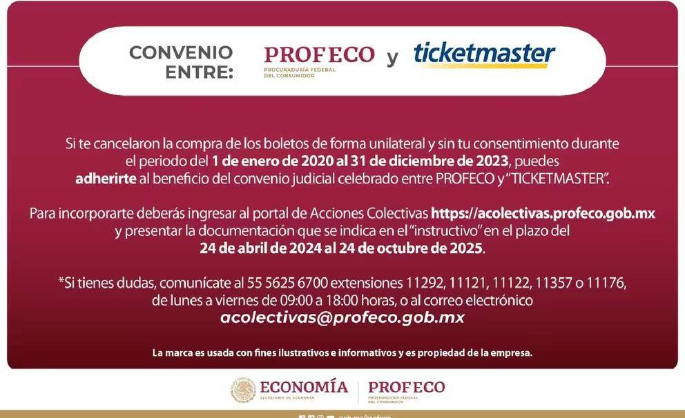 $!¿Te cancelaron boletos en Ticketmaster? Tienes hasta esta fecha para reclamar tu compensación con Profeco