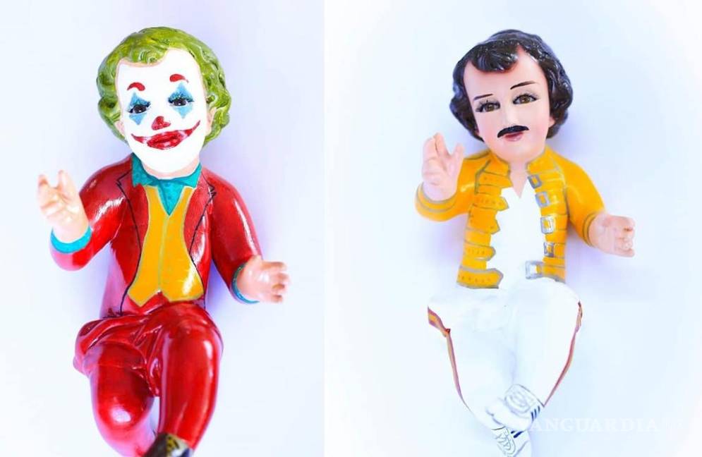 $!Venden al Niño Dios en redes sociales...¡disfrazado de Freddie Mercury, Joker y Gokú!