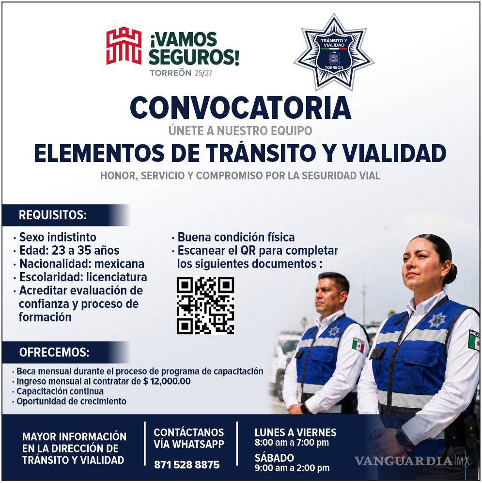 $!Pide Torreón licenciatura a aspirantes a agentes de tránsito