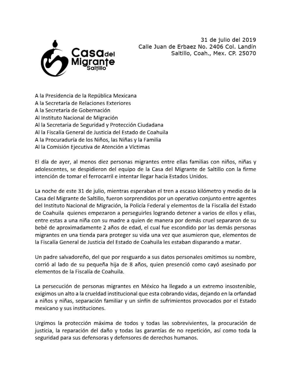 $!Policías repelieron agresión de migrante abatido en Saltillo, Coahuila: FGE