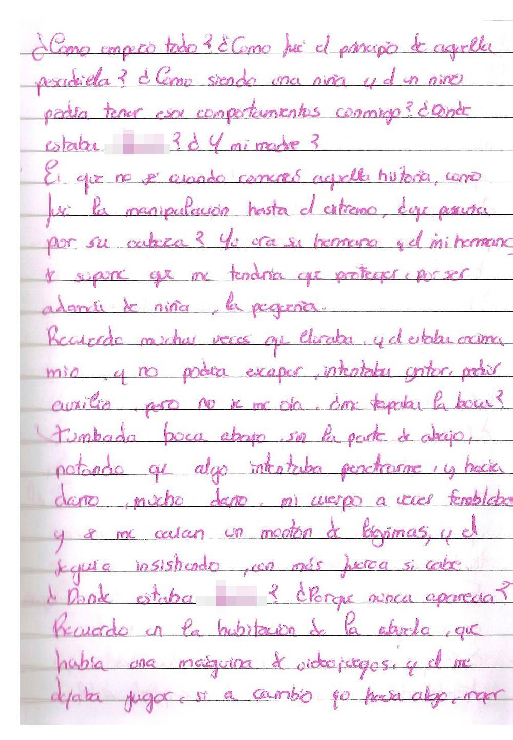 $!Su hermano la violó casi a diario hasta los 14 años, "no recuerdo muñecas, sólo recuerdo los abusos"