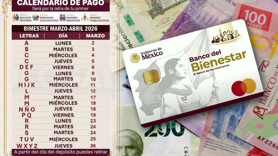 Pensión del Bienestar... ¿a qué apellidos les toca el pago de 6 mil 400 pesos del 24 al 26 de marzo según el calendario?