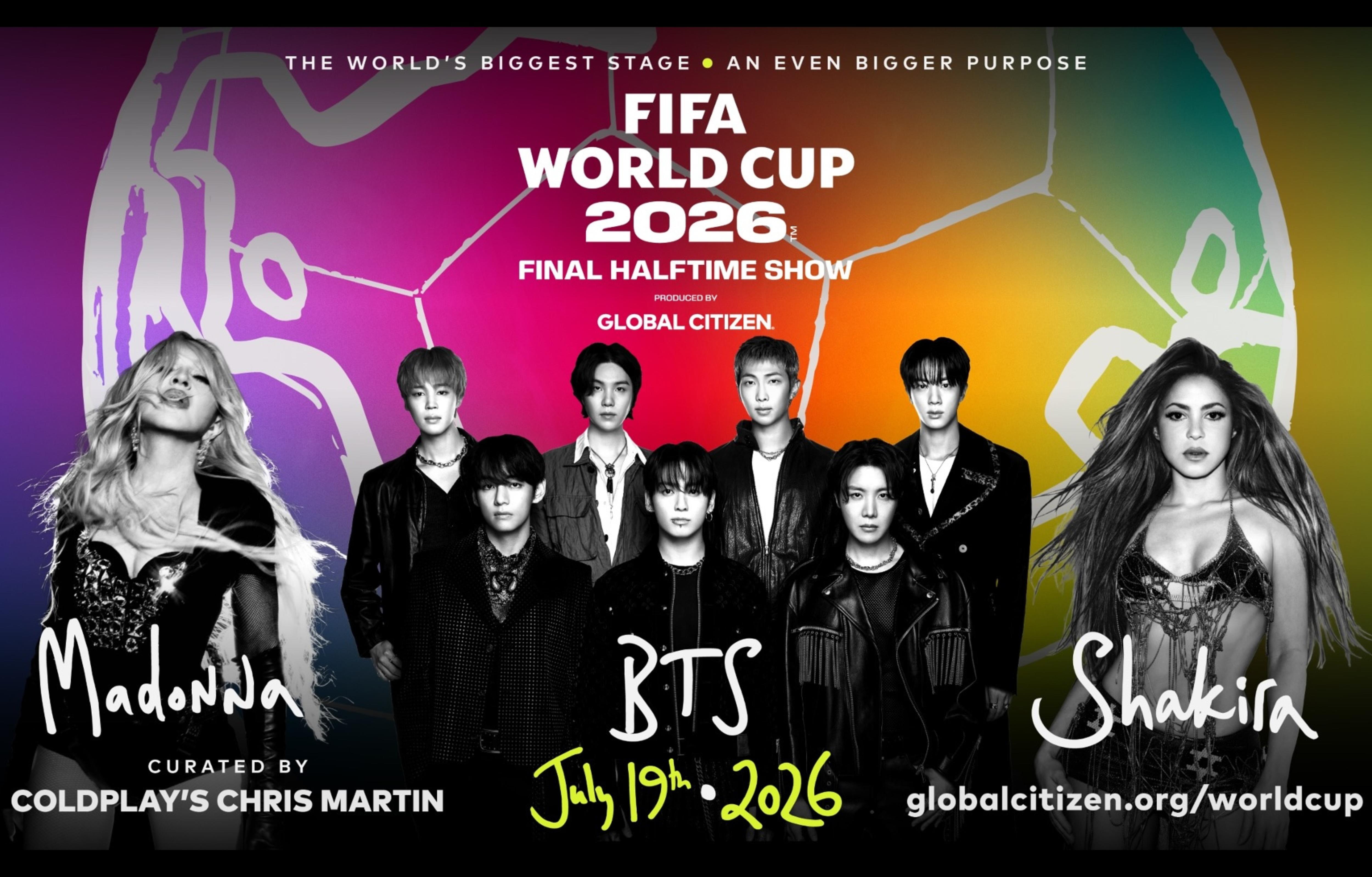 ¡Histórico! BTS, Madonna y Shakira juntos: FIFA anuncia súper show para la Final del Mundial 2026