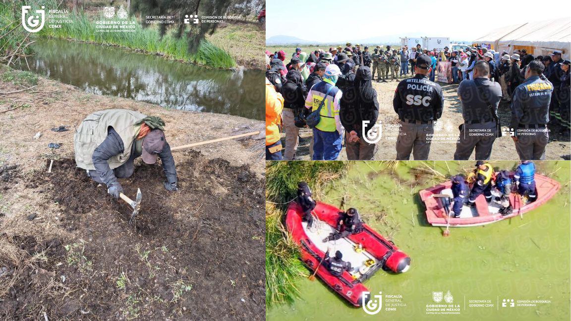Buscadores y elementos de la Fiscalía de la CDMX hallan 317 restos óseos en Lago del Chalco